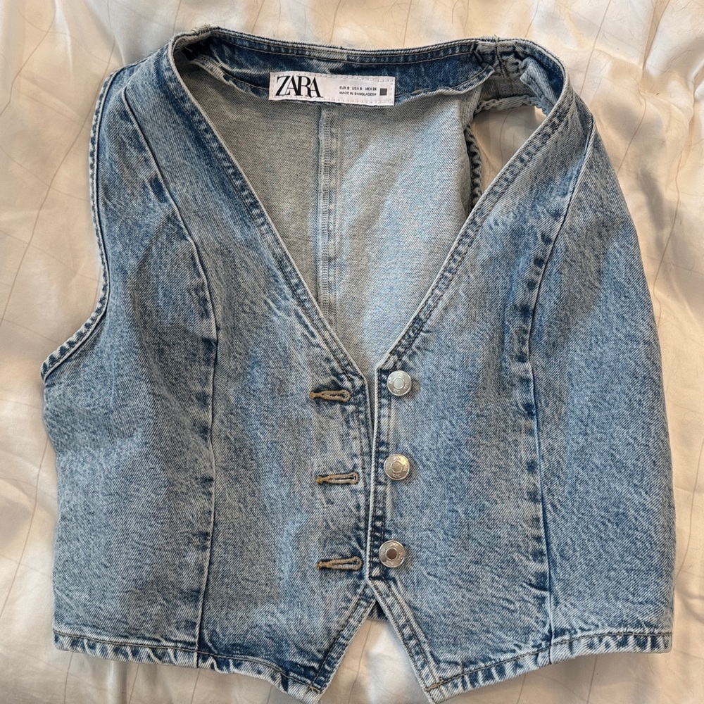Zara Light Blue Denim Vest